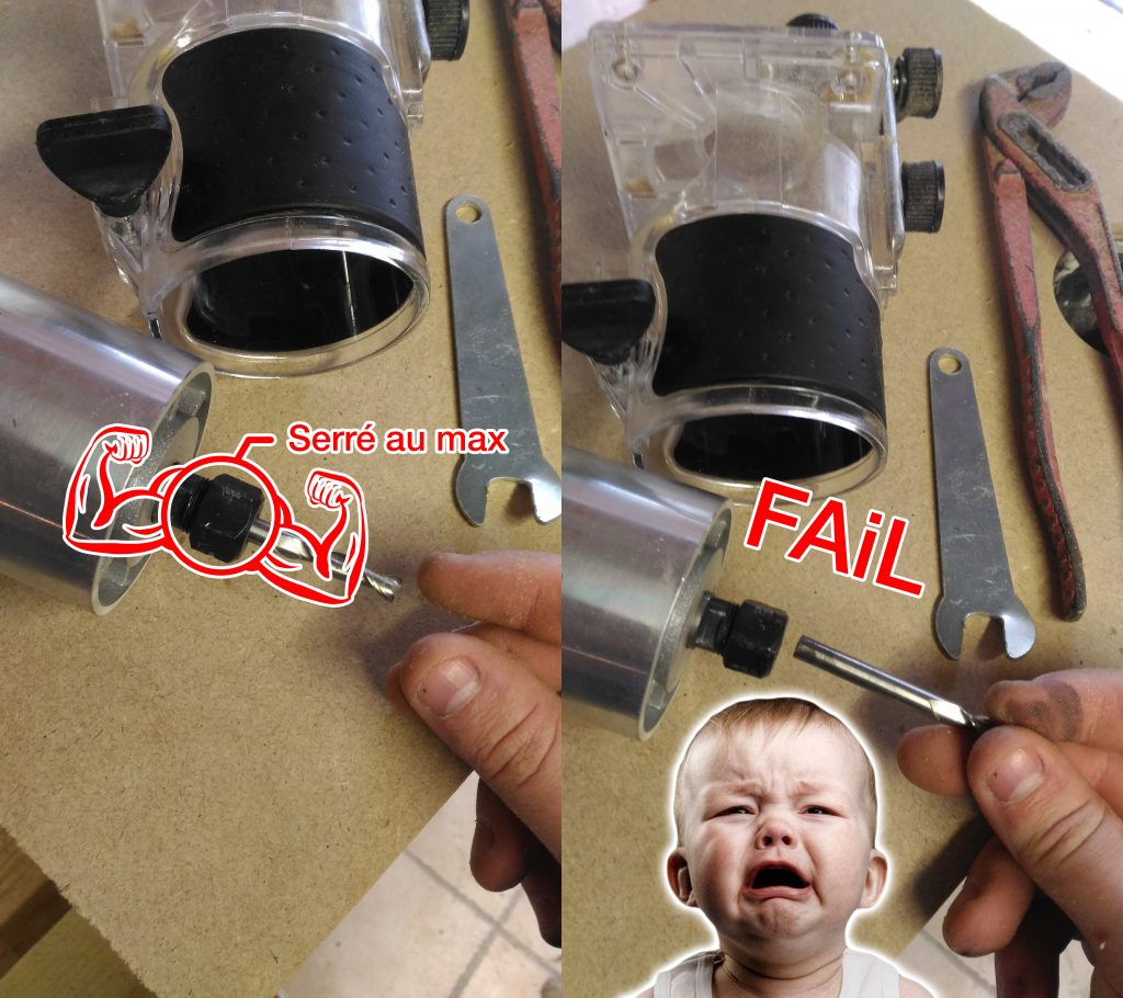 Mandrin défectueux de l'affleureuse Banggood