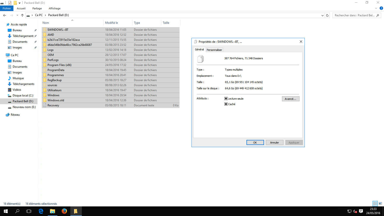 Détail du stockage Windows