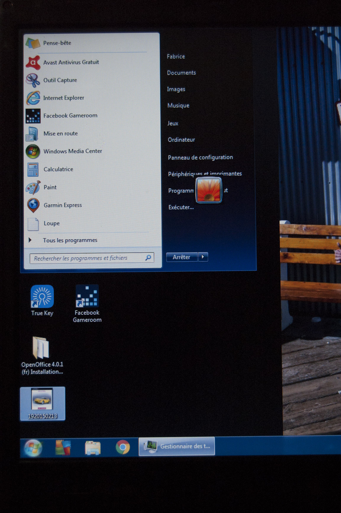 Bug d'affichage du menu Démarrer sur le Samsung 350E